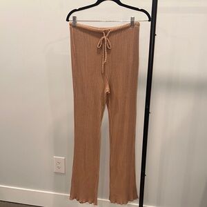 Billabong Tan Ribbed Knit Flare Pants